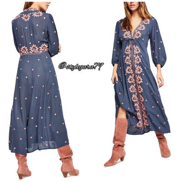 Free People Dresses & Skirts - NWT, Free People, Embroidered Fable Midi Dress